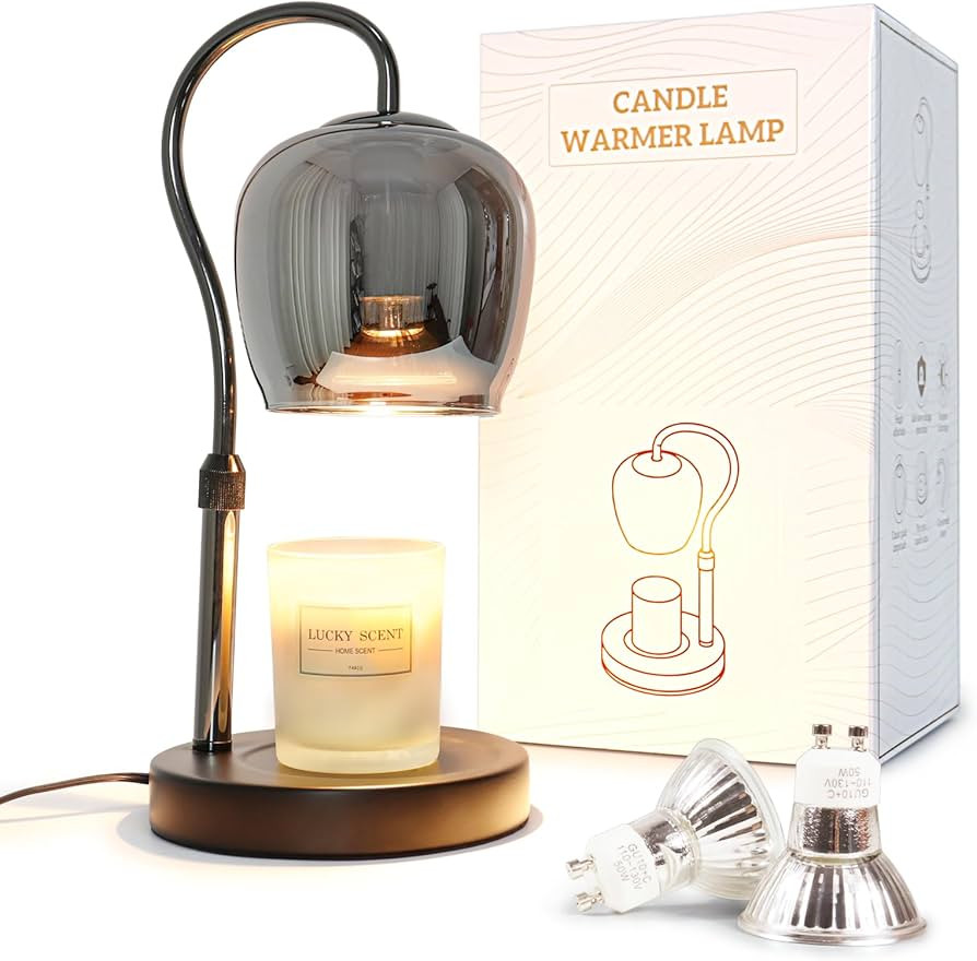 Electric Adjustable Height Candle Warmer Lamp with Timer, Dimmable Wine Glass Modern Candle Lamp ... | Amazon (US)