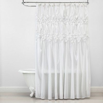 Ruched Shower Curtain White - Opalhouse™ | Target