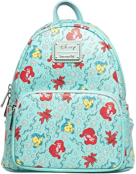 Loungefly x Disney Little Mermaid Ariel, Flounder and Sebastian AOP Backpack | Amazon (US)