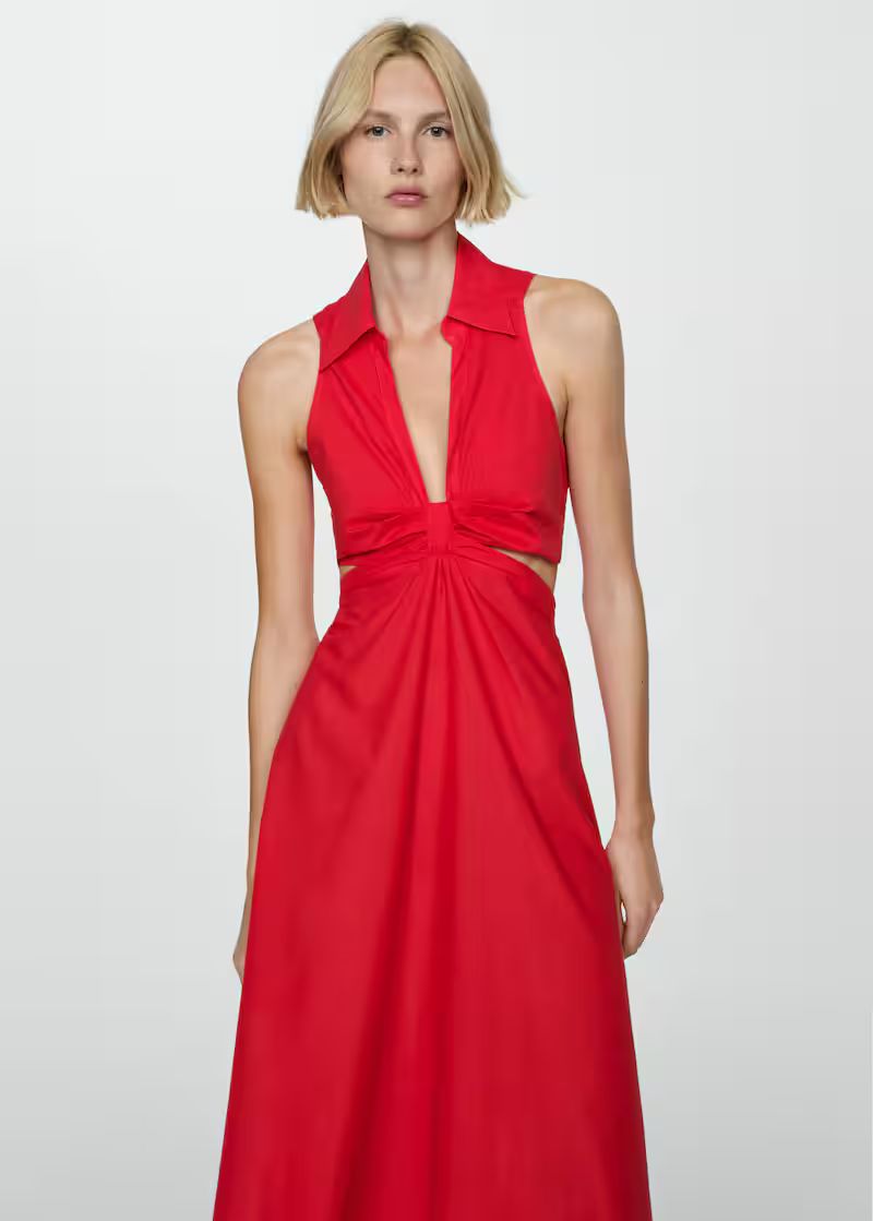 Side slit long dress -  Women | Mango USA | MANGO (US)