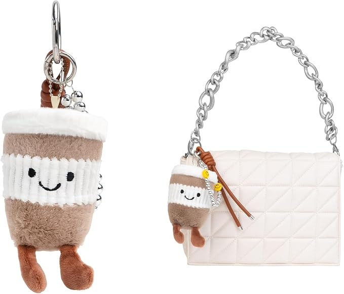 Coffee Cup Plush Keychain - Adorable Smiling Face Plushie Charm with Cute Bag Charms for Women | Amazon (US)