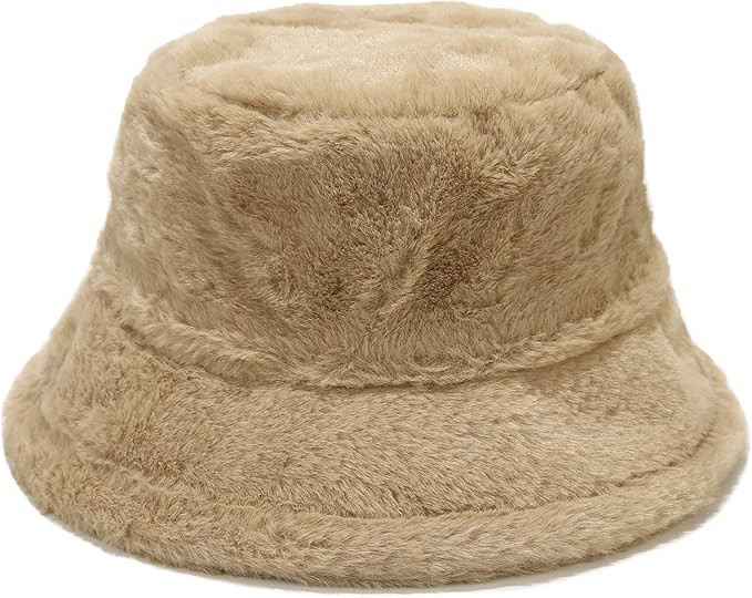 Umeepar Winter Faux Fur Fuzzy Bucket Hat Fluffy Warm Hat for Women Men | Amazon (US)