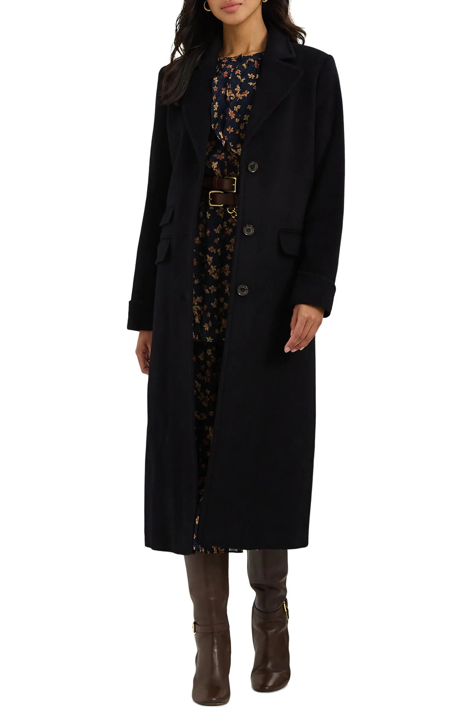 Lauren Ralph Lauren Longline Wool Blend Reefer Coat | Nordstrom | Nordstrom