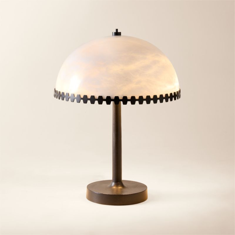 Oceana Black Metal Table Lamp with Alabaster Shade + Reviews | CB2 | CB2