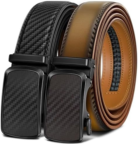 BULLIANT Men's Ratchet Belt 2 Pack-Click Leather Belt Adjustable for Men Gift 1 3/8-Cut for Perfe... | Amazon (US)