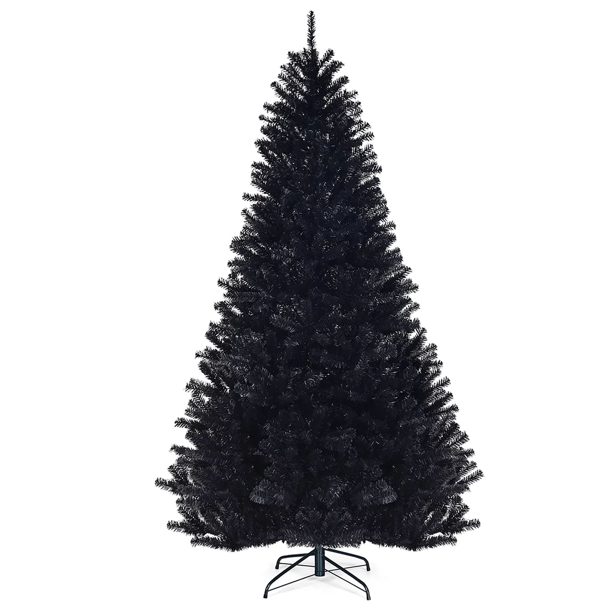 Costway 7.5Ft Hinged Artificial Halloween Christmas Tree Full Tree w/ Metal Stand Black - Walmart... | Walmart (US)