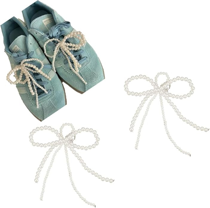 2 pcs Pearls Bowknot Shoe Decoration Charms for Sneakers Dress Shoes Elegant Buckle Pearl Beaded ... | Amazon (US)