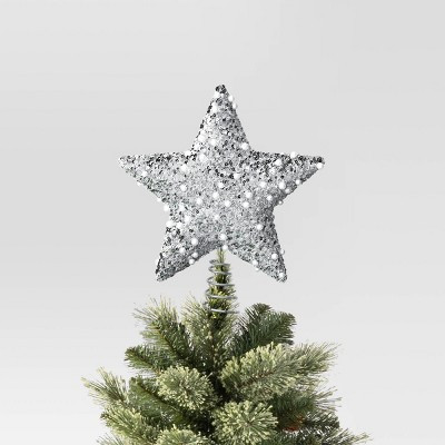 Small Sequined Star Christmas Tree Topper Silver - Wondershop™: Indoor 8.75" Decoration | Target