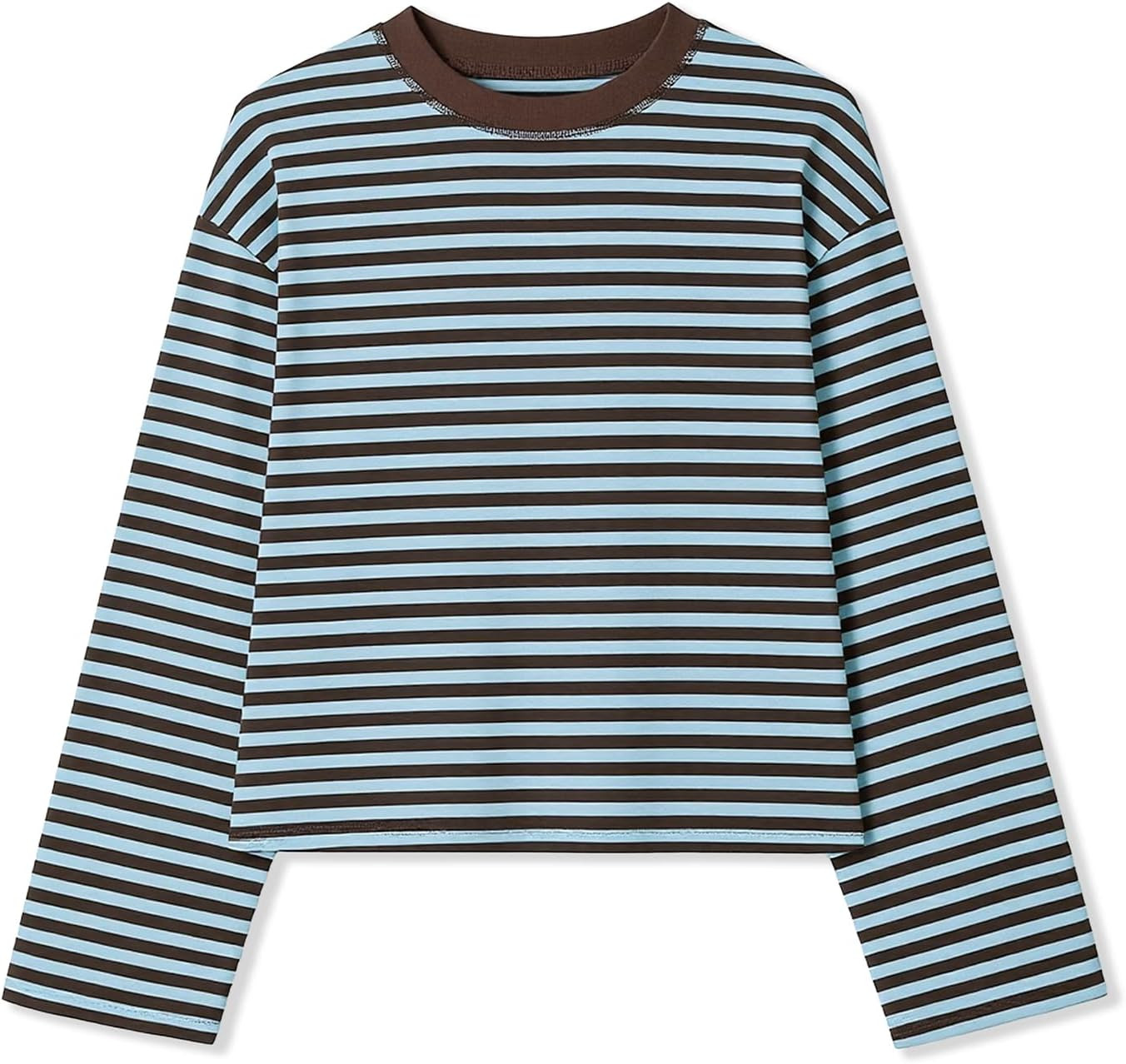 KOSUSANILL Striped Long Sleeve Shirt Women Oversized Baggy Crewneck Tshirt | Amazon (US)