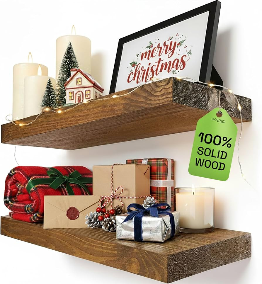 BAOBAB WORKSHOP Wood Floating Shelves for Wall - Wooden Floating Shelf 16 Inch - Rustic Bathroom ... | Amazon (US)