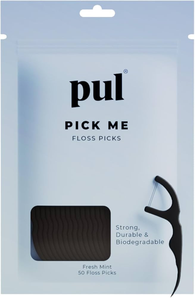 PUL Biodegradable Mint Dental Floss Picks | Eco-Friendly Charcoal Infused Twin Floss System | Str... | Amazon (US)