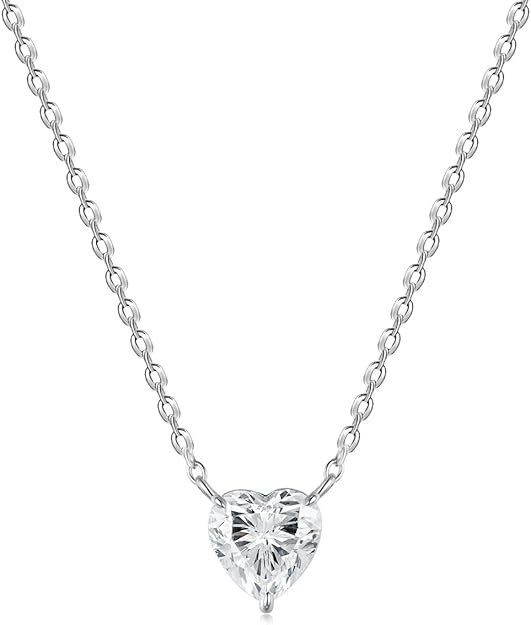 EAMTI 925 Sterling Silver Necklace for Women Cubic Zirconia Circle CZ Pendant Necklace Dainty Min... | Amazon (US)