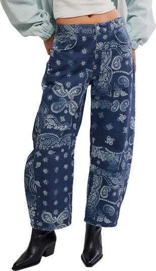 Print Barrel Leg Jeans | Nordstrom