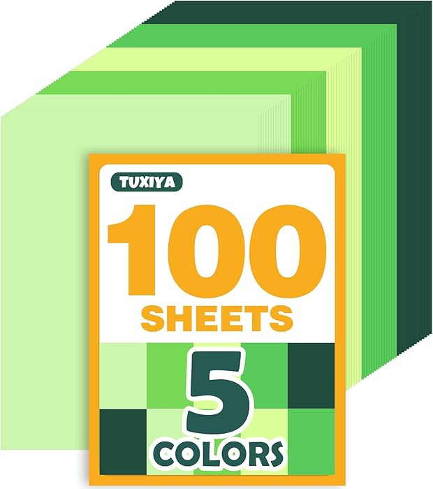 100 Sheets 8.5" X 11" Colored Cardstock, 5 Assorted Green Colors 180GSM/65LB Construction Paper C... | Amazon (US)