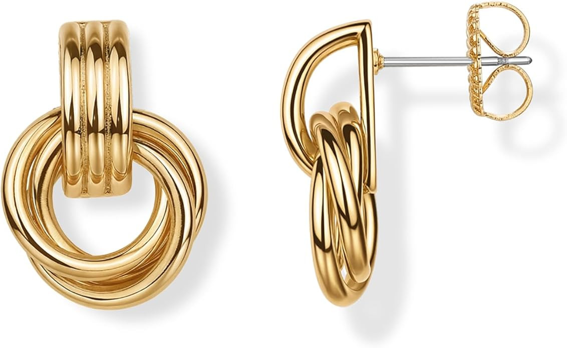 PAVOI 14K Gold Plated Door Knocker Statement Earrings for Women - Chunky Gold Earrings for Women ... | Amazon (US)