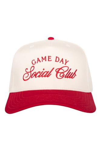 KATYDID Game Day Social Club Vintage Hat - Two-Toned Trucker Hat - Embroidered Vintage Baseball Cap for Women - Snapback (Red/Tan) | Amazon (US)