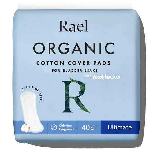 Rael Incontinence Pads for Women, Organic Cotton Cover, Postpartum Essential, Heavy Absorbency, Bladder Control, 4-Layer Core with Leak Guard Technology, Long Length (Ultimate, 40 Count) | Amazon (US)