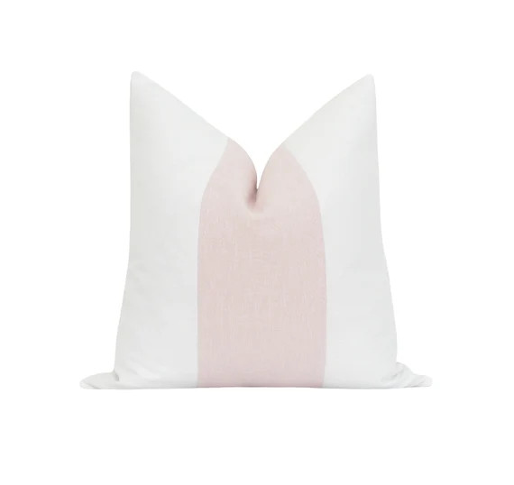 Blush and White Linen Pillow Cover Blush Panel Pillow Case - Etsy | Etsy (US)