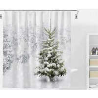 Christmas Shower Curtain Set With Hooks Natural Winter Forest Snowflake Snowfall Bathroom Durable Wa | Etsy (US)