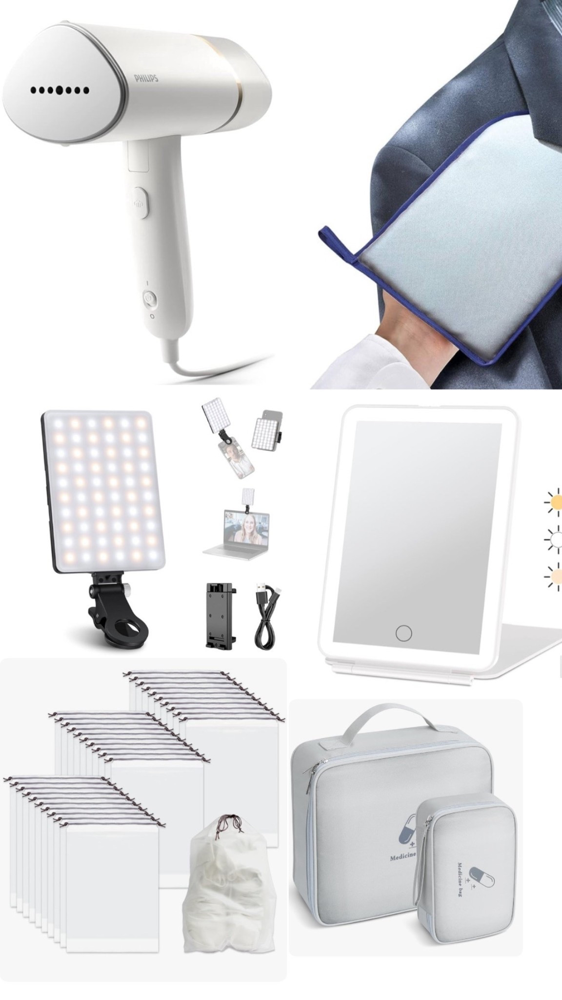 Meine Reise Essentials die IMMER mit müssen 
- Steamer 
- Spiegel mit Licht 
- Pocket Light 
- Schuhbeutel 
- Medikamententasche

#LTKdeutschland #LTKxAmazon #LTKtravel