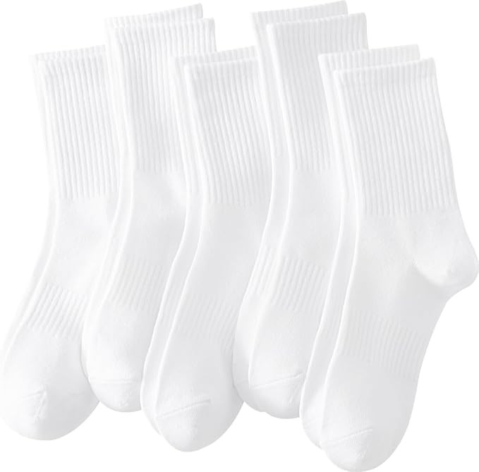 Womens Crew Socks Cotton Long Gym Socks Lightweight Athletic Running Socks | Amazon (US)
