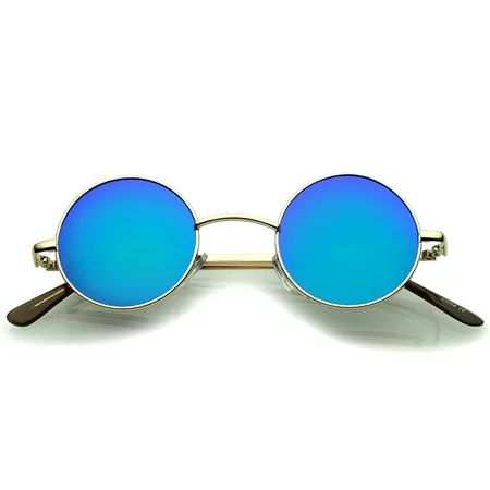 sunglassLA Unisex Small Retro Lennon Inspired Style Colored Mirror Lens Round Metal Sunglasses 41mm  | Walmart (US)