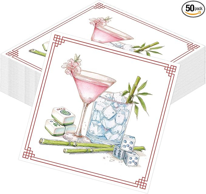 Mahjong Party Napkins Decorations, 50PCS Mahjong Cocktail Disposable Napkins Decoration, Mahjong ... | Amazon (US)