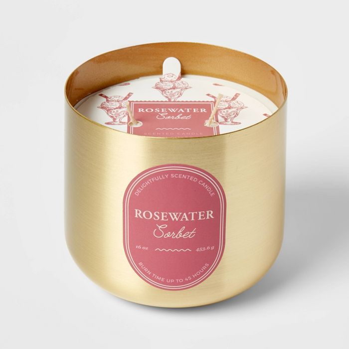 16oz Brass Candle Rosewater Sorbet - Threshold™ | Target
