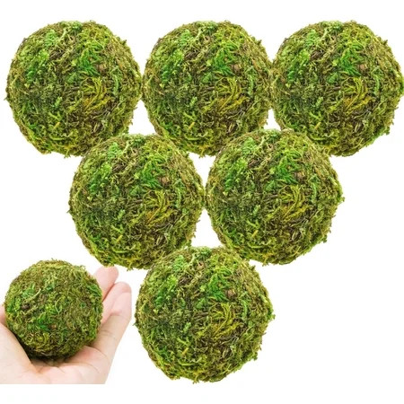 6 Pack Decorative Faux Dried Moss Balls,Bexikou 6Pcs 3.5" Artificial Green Plant Mossy Globes,Decorative Moss Balls for Centerpiece Bowls Vase Filler, Home Party Decor | Walmart (US)