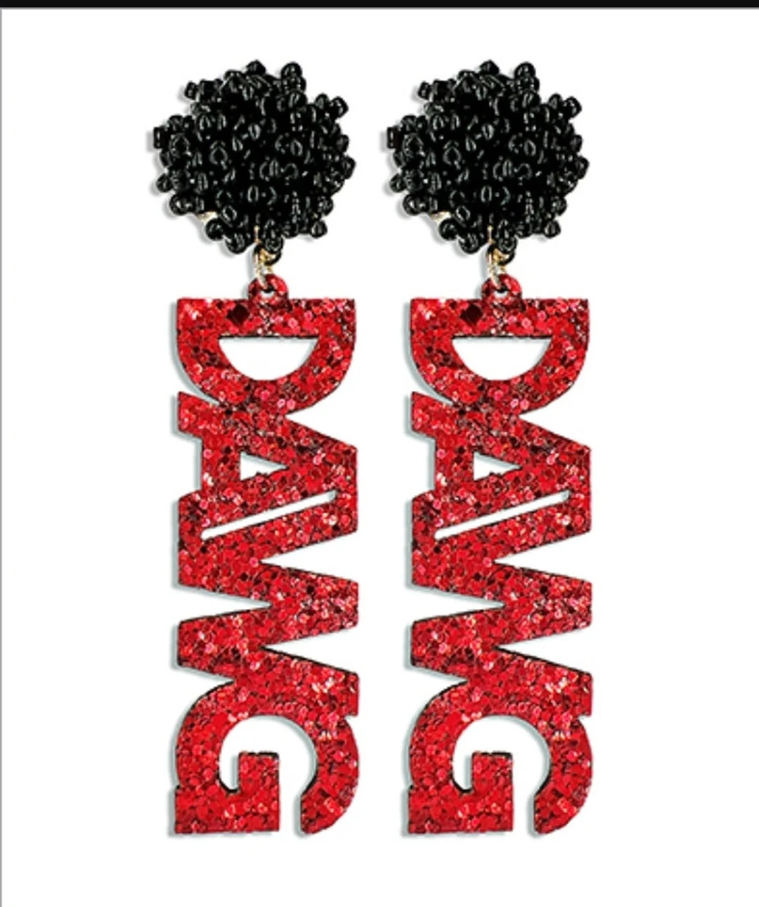 Luxury Beaded/ Glitter Acrylic Earrings Bulldogs Dawg - Etsy | Etsy (US)