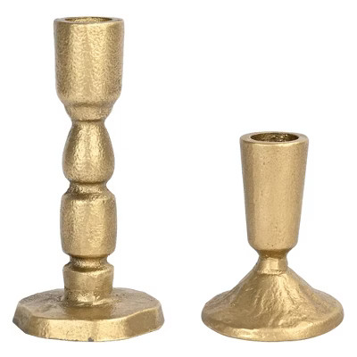 Gold Cast Iron Taper Candle Holders - Set of 2 | Target