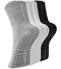 BONANGEL Pilates Socks with Grips for Women, 3 Pairs Womens Grippy Yoga Ballet Barre Hospital Gym... | Amazon (US)