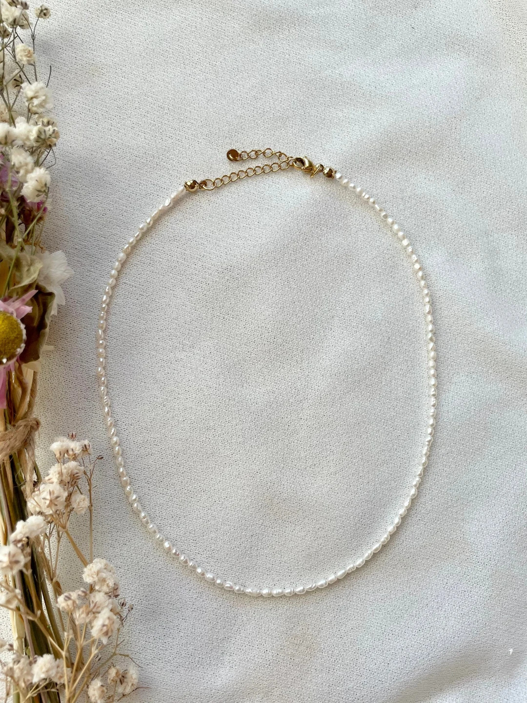 Aruba Handmade Delicate Freshwater Pearl Necklace/ Subtle Pearl Necklace/ Mini Freshwater Pearl N... | Etsy (US)