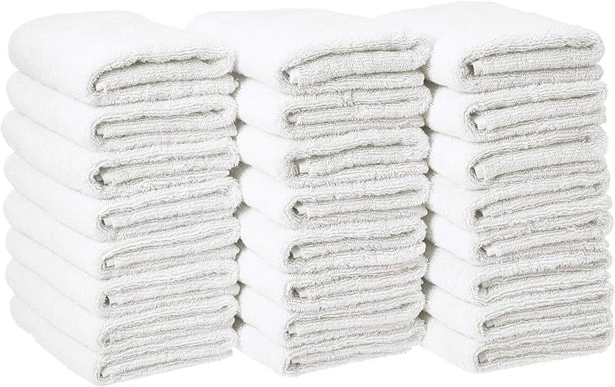 Amazon Basics Cotton Hand Towel - 24-Pack, White | Amazon (US)