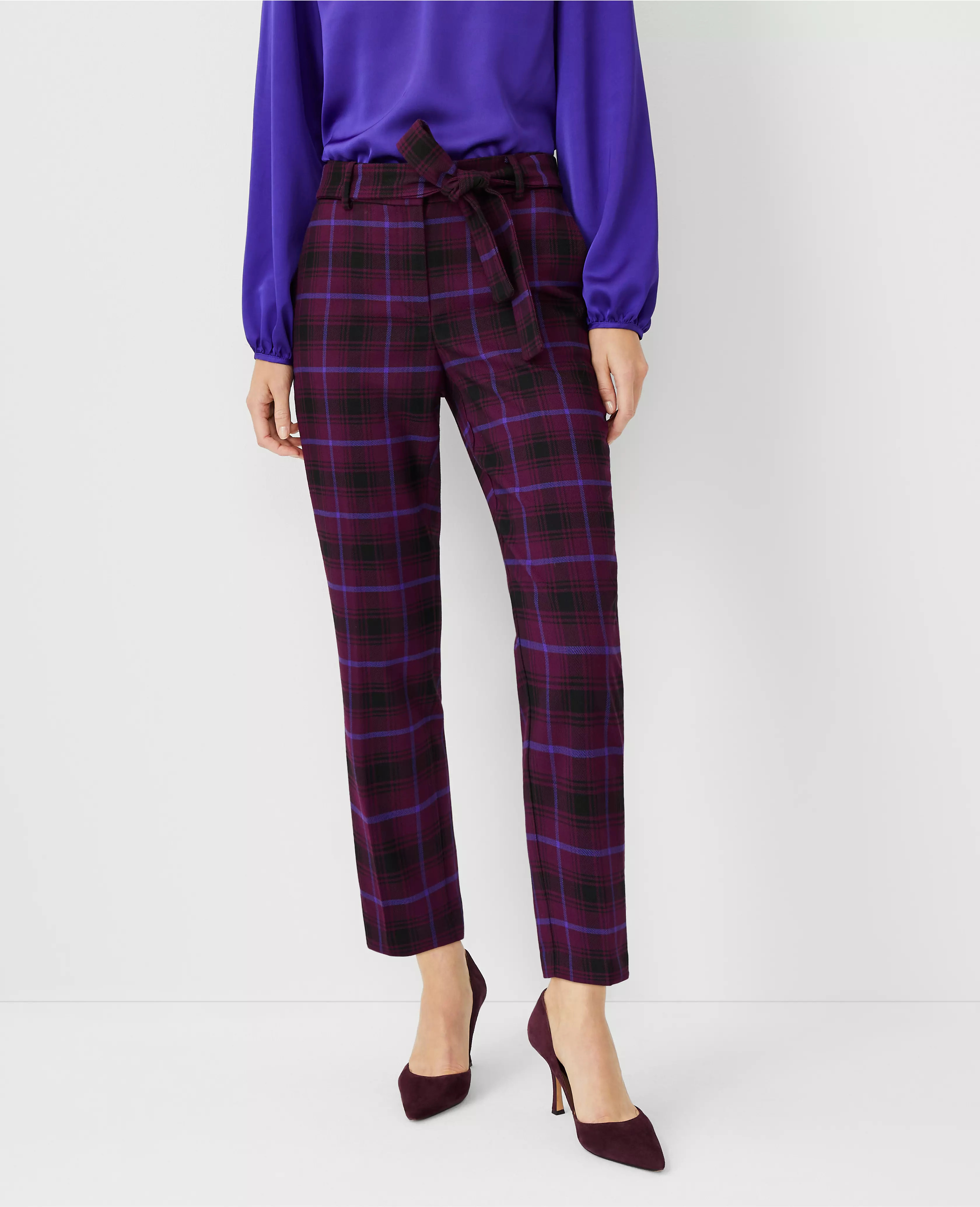 The Tie Waist Ankle Pant in Plaid | Ann Taylor (US)