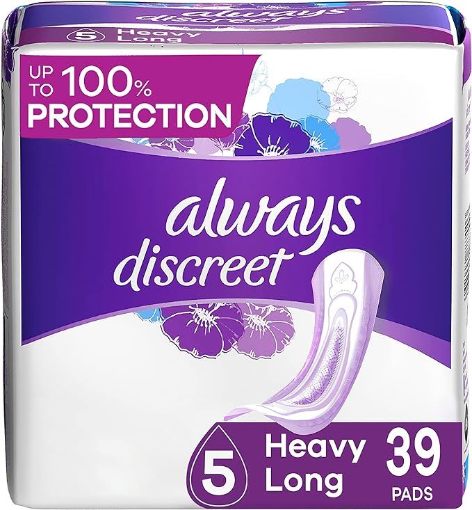 Always Discreet, Incontinence Pads for Women, Maximum, Long Length (Packaging May vary), Purple, ... | Amazon (US)