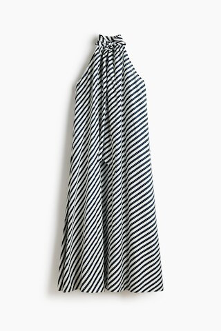 H & M - Kleid in A-Linie mit Bindedetail - Marineblau/Gestreift | H&M (DE, AT, CH, NL, FI)