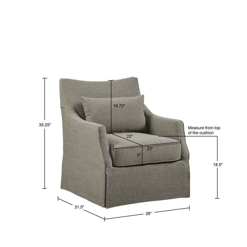 Martha Stewart London Upholstered Skirted Swivel Armchair with Lumbar Pillow | Wayfair North America
