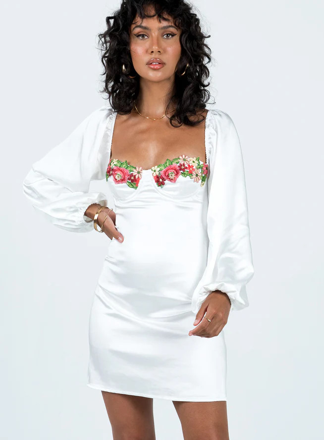 Kenzie Long Sleeve Mini Dress White | Princess Polly US