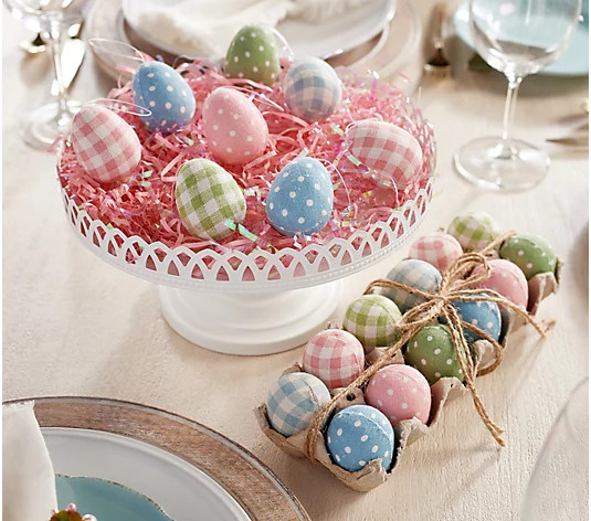 24-Piece Checkered & Dot Decorative Easter Eggs by Valerie - QVC.com | QVC