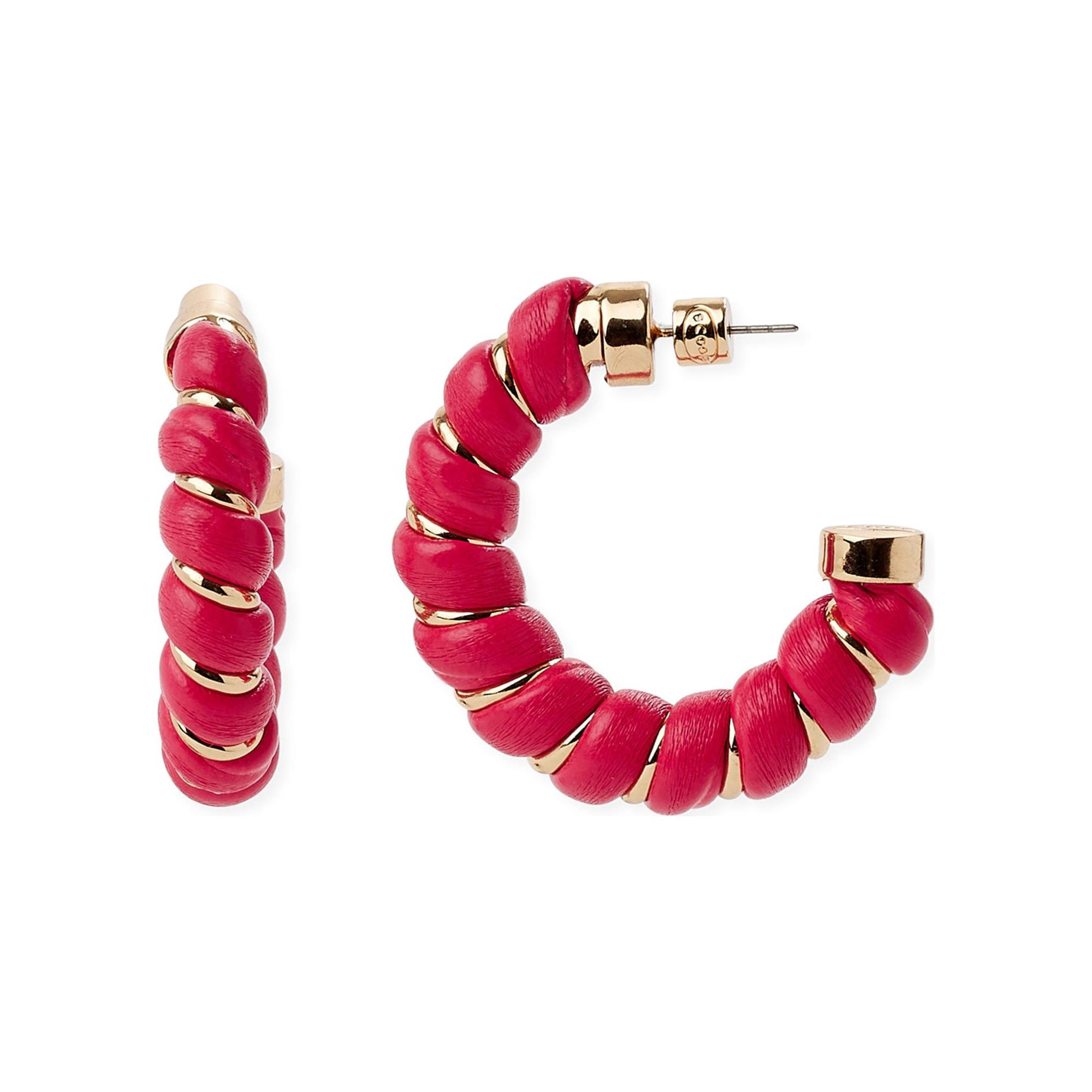 Scoop Women’s Twisted Coral Faux Leather and 14K Gold Flash-Plated Hoop Earrings - Walmart.com | Walmart (US)