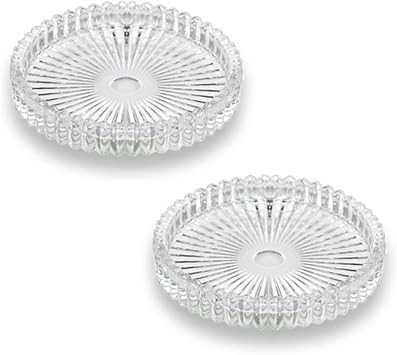 2PCS Clear Glass Pillar Candle Plates，Round Glass Candle Holder，Small Candle Holders for Pillar Glass 3" for Dinning Wedding Party Table Centerpiece | Amazon (US)