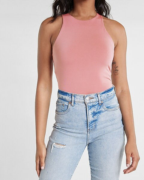 Body Contour Double Layer High Neck Thong Bodysuit | Express