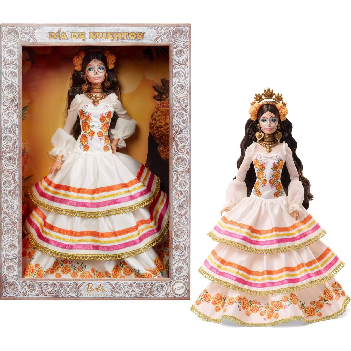Barbie Signature Día De Muertos 2025 Collectible Doll in Ruffled Cream Gown | Target