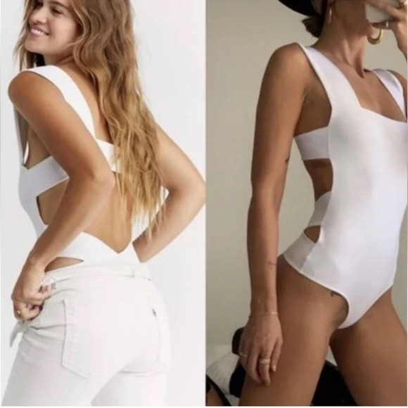 Free People White Cutout Bodysuit | Poshmark