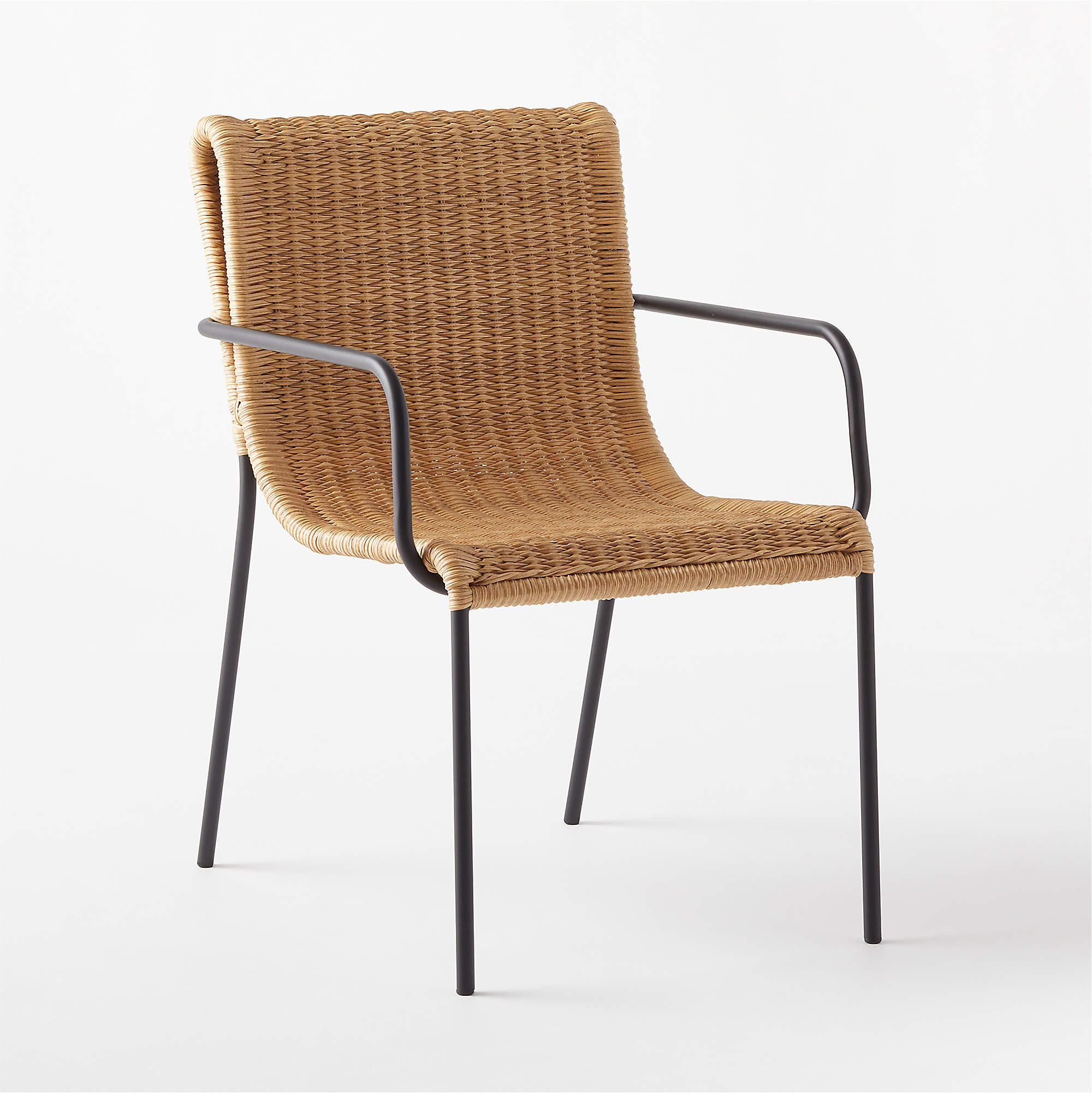 Rizo Faux Rattan Outdoor Dining Armchair Chair + Reviews | CB2 | CB2