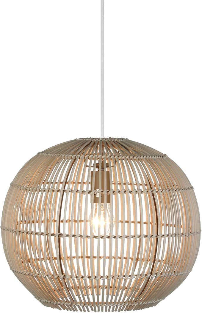 Rattan Pendant Lamp - Hand Woven Linear Chandelier, Basket Light Fixture, 15.7W x 15.7"D x 13.4"H... | Amazon (US)