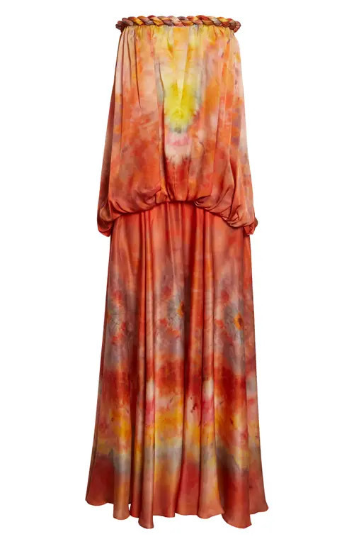 Zimmermann Luna Twist Print Silk Gown in Ruby Tie Dye at Nordstrom, Size 3 | Nordstrom