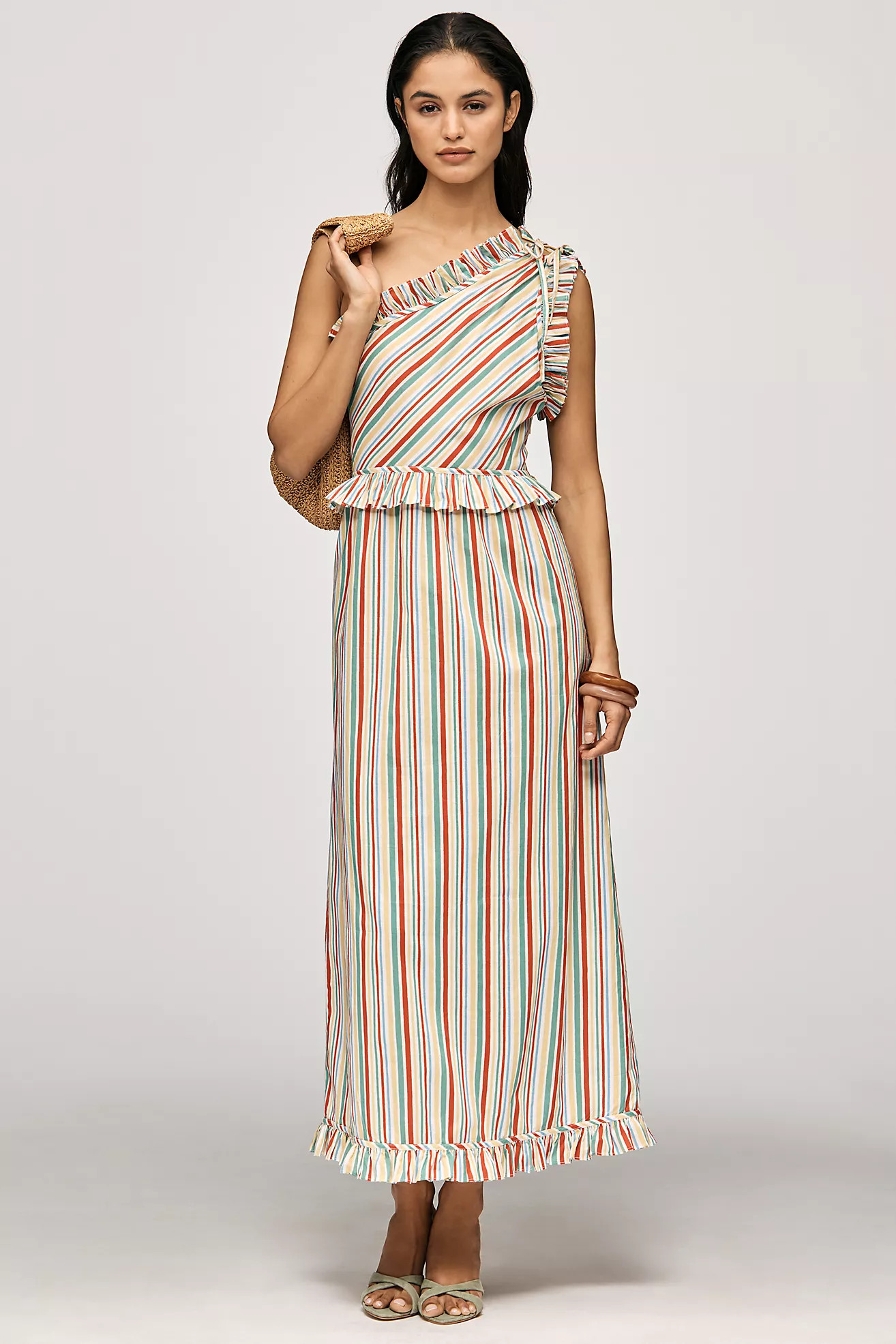 RIXO Arabelle One-Shoulder  Midi Dress | Anthropologie (US)