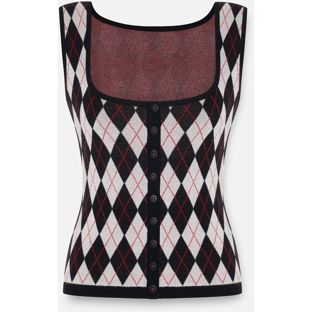 PCFG Store Daydreamers Argyle Sleeveless Knit Top in Black at Nordstrom, Size Small | Nordstrom